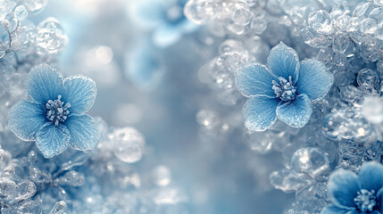Naklejka premium A close up of a bunch of blue flowers suitable for various design projects.Abstract Light Blue Flowers Background Serene and Elegant Design