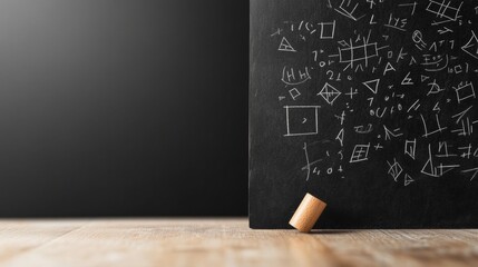 Monochrome Math Mastery Black Chalkboard with Intricate Equations - STEM Learning and Analytical Skills Boost for World Math Day and Spring Equinox Insights