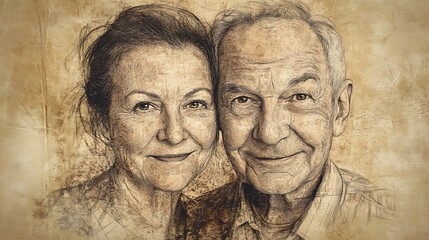 Naklejka premium Close-up portrait of a happy elderly couple.
