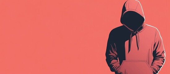 Hacker Wearing Hoodie Symbolizing Cybersecurity Anonymity with Space for Text and Digital Intrusion Concept