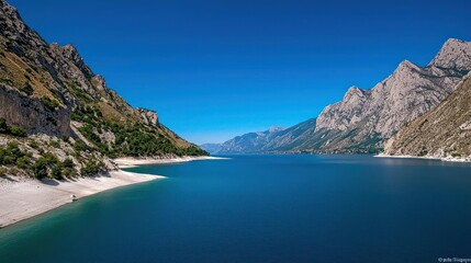 Obraz premium Panoramic View Of Mountain Lake