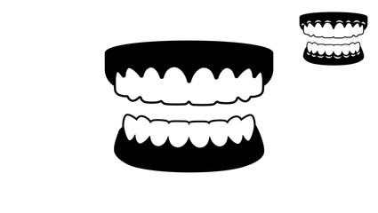human teeth front view , black isolated silhouette