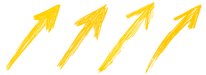 Abstract yellow arrows pointing upwards. Growth, success, progress concept.