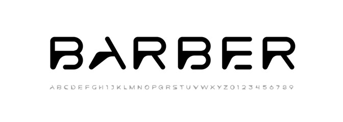 Font digital cyber alphabet, cyberpunk letters A, B, C, D, E, F, G, H, I, J, K, L, M, N, O, P, Q, R, S, T, U, V, W, X, Y, Z and futuristic numerals 0, 1, 2, 3, 4, 5, 6, 7, 8, 9
