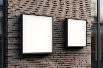 Designing Black and White Rectangular Signboard Mockups on Brick Walls