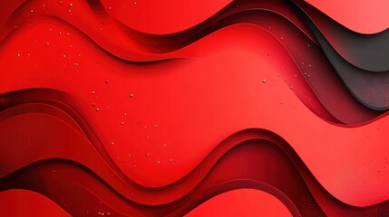 Vibrant Red Abstract Waves Background with Decorative Particles Accent