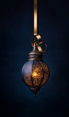 Contemporary Spirituality Ornate Lantern with Golden Ribbon in Watercolor Style for Ramadan and Spring Festive Decor - Enhancing Luxury Event Ambiance and Seasonal Retail Displays