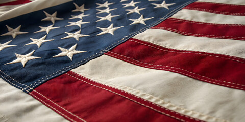 Fototapeta premium American flag symbolizing freedom usa close-up image textile macro view patriotism