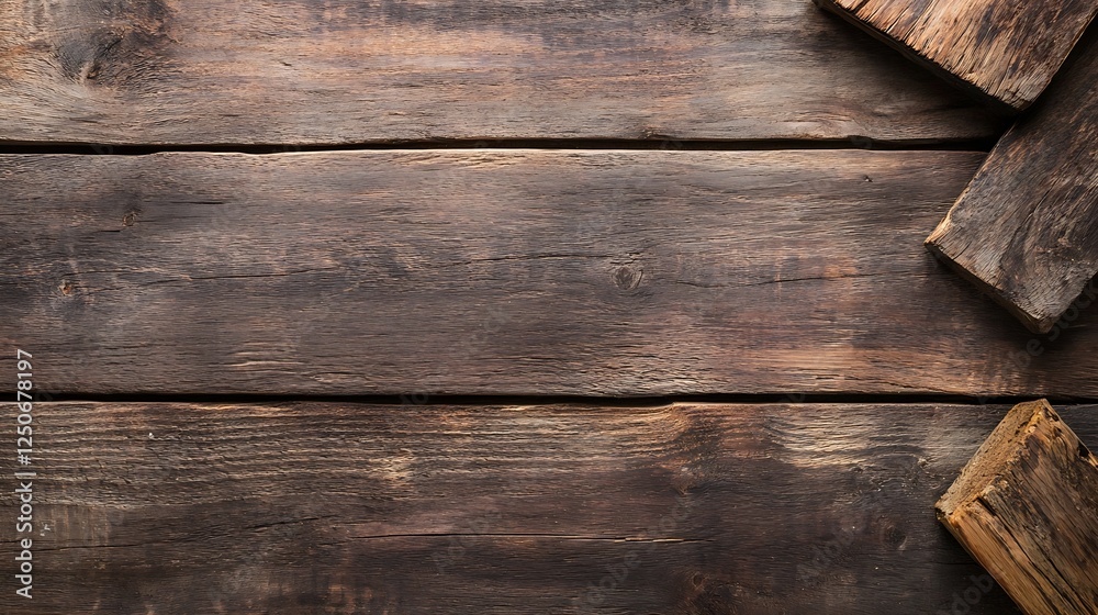 Poster Natural wooden texture background with rustic planks and beams for design projects : Generative AI