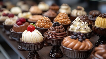 Celebration desserts in artistically designed bowls arranged with elegant decor