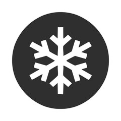 Snowflake icon in black circle, vector illustration. Flat design style.