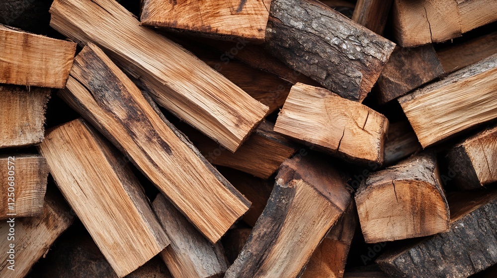 Aufkleber stack of firewood logs arranged neatly for warmth and cozy fireplace atmosphere : generative ai