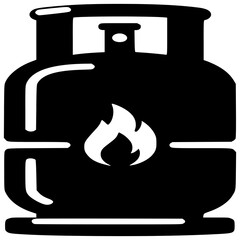 Propane Tank Symbol: A simple yet powerful silhouette of a propane tank with a flame icon, symbolizing energy, heat, and power.  