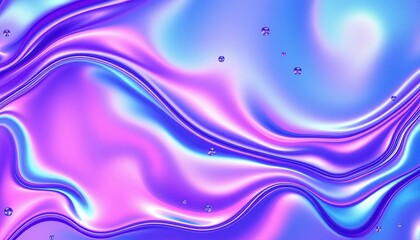Iridescent Liquid Metal Wallpaper, Futuristic Holographic Texture Background, Abstract Metallic Waves Art, Glossy Fluid Design Aesthetic