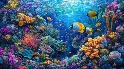 Vibrant Underwater Paradise: A Kaleidoscope of Coral Reef Life