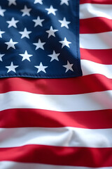 Obraz premium Waving american flag usa close-up textile aerial perspective patriotism