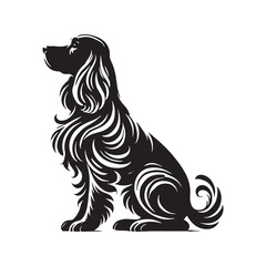 Sophisticated Cocker Spaniel silhouette with a poised stance - Cocker Spaniel illustration - minimal Cocker Spaniel vector - dog silhouette

