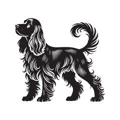 Cocker Spaniel silhouette highlighting soft and refined details - Cocker Spaniel illustration - minimal Cocker Spaniel vector - dog silhouette
