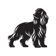 Expressive Cocker Spaniel silhouette showcasing charm and beauty - Cocker Spaniel illustration - minimal Cocker Spaniel vector - dog silhouette
