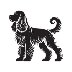 Unique Cocker Spaniel silhouette featuring expressive posture - Cocker Spaniel illustration - minimal Cocker Spaniel vector - dog silhouette
