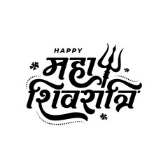 Obraz premium Happy Maha Shivratri Creative Text Typography Hindi in Black