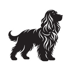 Graceful Cocker Spaniel silhouette featuring soft fur details - Cocker Spaniel illustration - minimal Cocker Spaniel vector - dog silhouette
