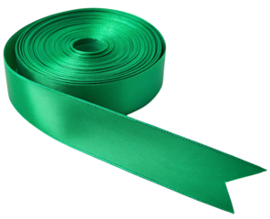 green ribbon on white background