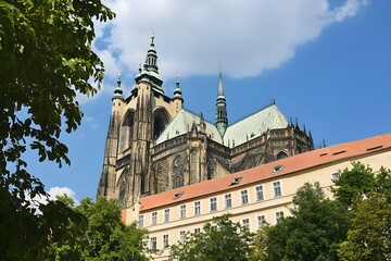 Prague Cathedral, summer, cityscape, gothic architecture, tourism