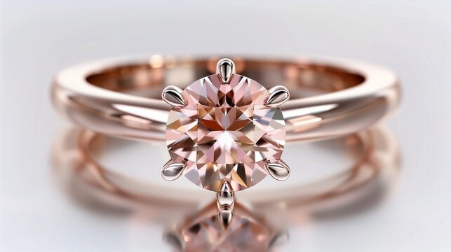 a luxurious morganite gemstone engagement ring, soft peach-pink hues radiating under natural daylight 