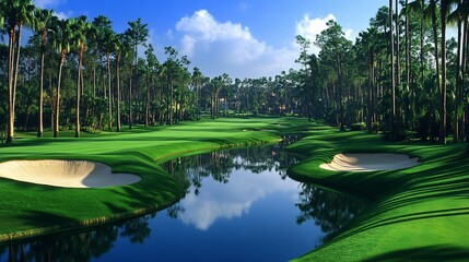 Florida golf course scenic view with tranquil water
