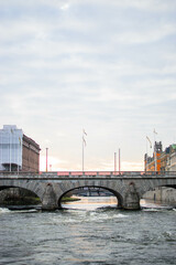 Old stone bridge and river view in Stockholm, Sweden