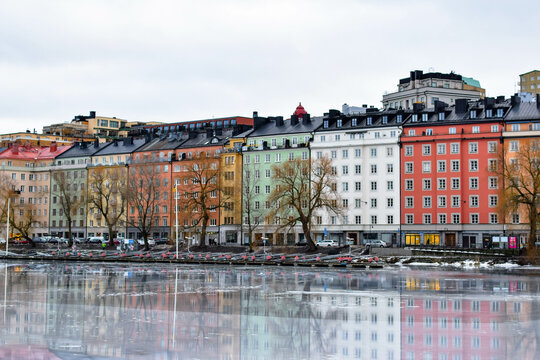 Colorful historic buildings by the canal