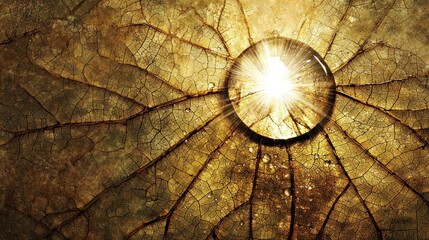 Golden Leaf Radiance: A Dewdrop Reflecting Light