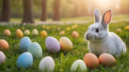 easter bunny hunting eggs