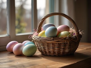 easter eggs in basket