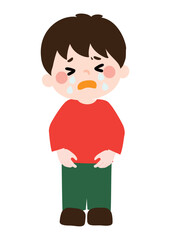 悲しそうに泣く幼い男の子のベクターイラスト