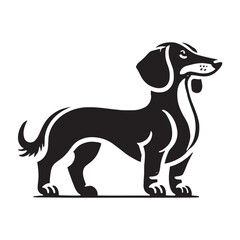 Dachshund silhouette showcasing the breed’s elongated body - Dachshund illustration - minimal Dachshund vector - dog silhouette
