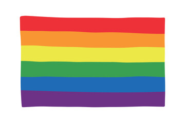 Obraz premium Colorful Gay pride flag Happy pride day LGBTQ community Pride Month Vector hand drawn doodle for posters, stickers, logo, cards