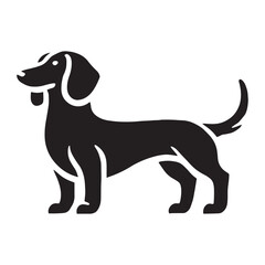 Dachshund silhouette with a dynamic pose and striking presence - Dachshund illustration - minimal Dachshund vector - dog silhouette
