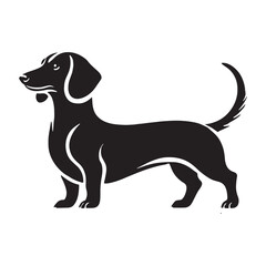 Dachshund silhouette featuring sleek contours and unique proportions - Dachshund illustration - minimal Dachshund vector - dog silhouette
