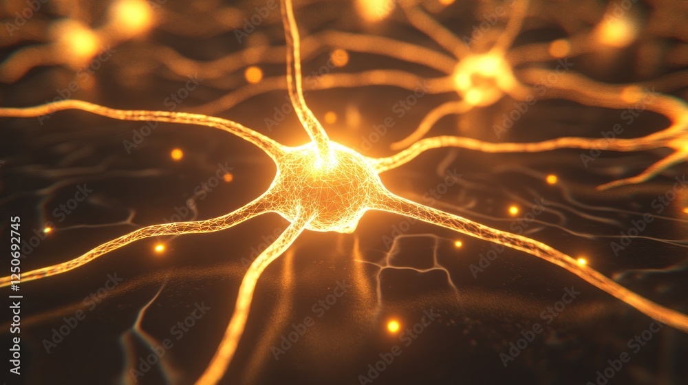 Poster neural network visualization: abstract representation of brain cells