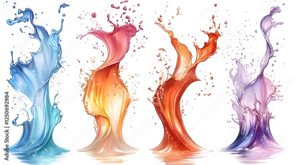 Poster Captivating abstract art with dynamic color splash fluid motion and vivid digital painting elements  A visually striking ethereal and energetic composition