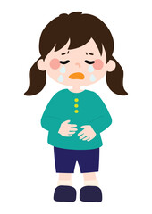 悲しそうに泣く幼い女の子のベクターイラスト