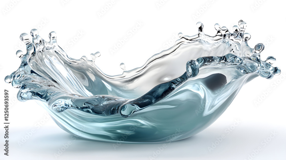 Aufkleber Dramatic and dynamic water splash motion and fluid flow in an abstract art and design background  Energetic powerful and refreshing water effects