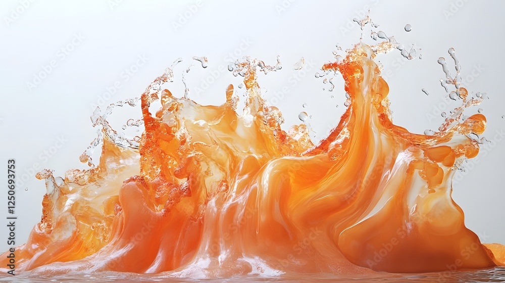 Aufkleber Dramatic image showcasing an explosive burst of vibrant orange flames and water splashing in dynamic chaotic motion  The intense fiery liquid appears to be in a state of turbulent transformation