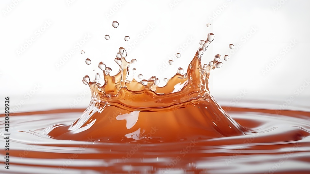 Poster dramatic liquid splash and motion with vibrant orange and brown tones creating an abstract and visua