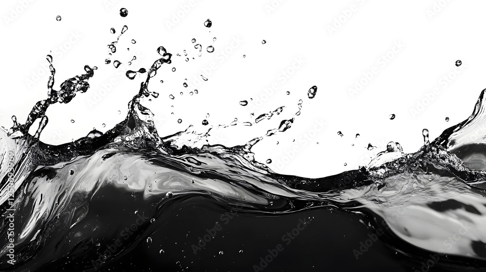 Poster Dramatic splash of liquid in motion capturing the beauty of fluids and their interactions with light creating an abstract and visual display