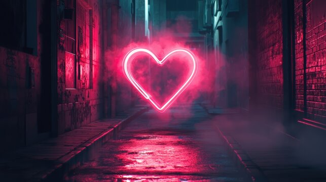 Neon heart sign modern romantic vibes for valentines advertising