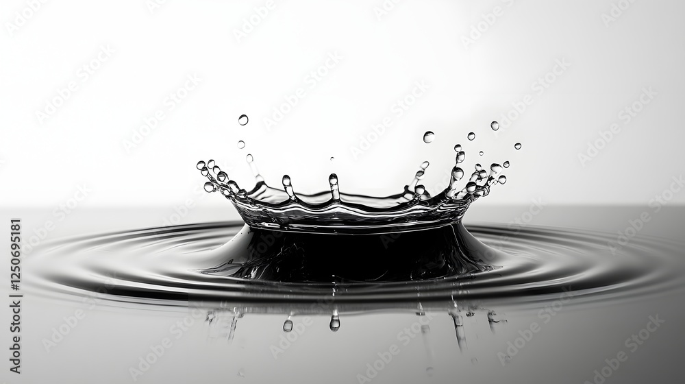 Poster mesmerizing minimalist composition showcasing the dynamic beauty of a single water droplet splash in