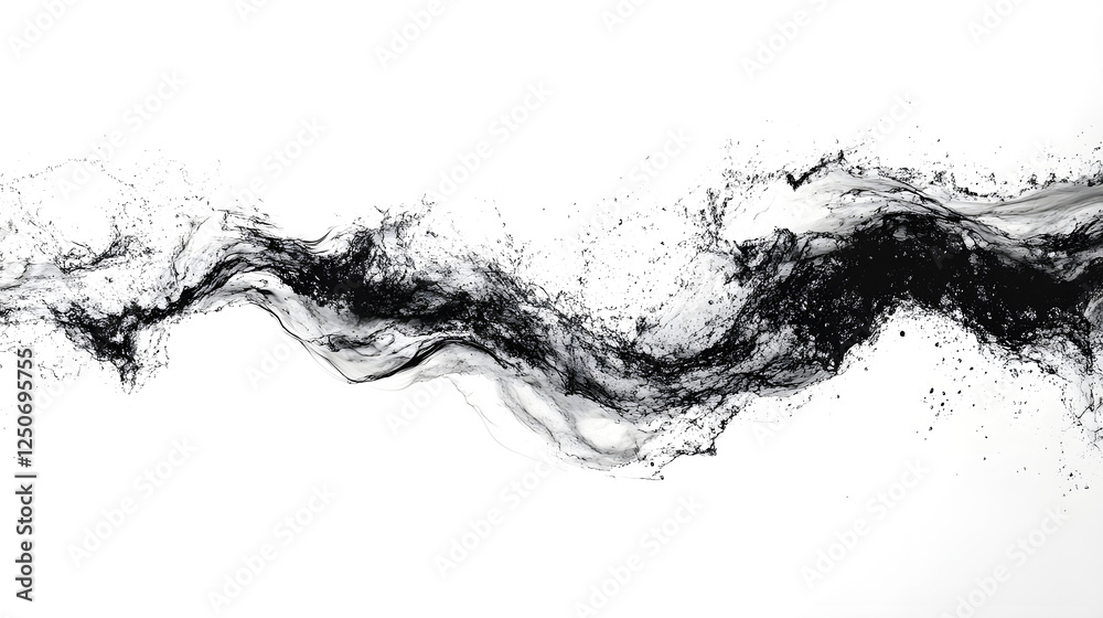 Poster Monochromatic abstract backdrop with dynamic fluid motion and energetic splash of black and white colors creating a captivating modern and visuals